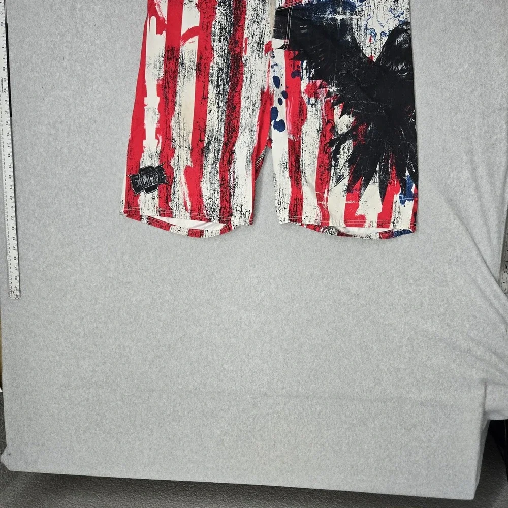 MMA Elite Men Activewear Shorts XL Red Graphic Flag Eagle Grunge Y2K 10